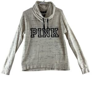 Victoria's Secret Pink Cowl Neck Hood Sweater Women's XS Beige Heather Oversized